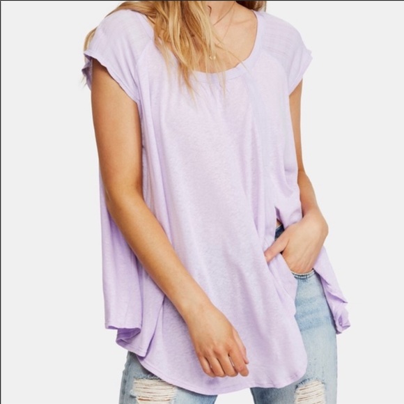 Free People Tops - Free People Keep It Casual Tee Lilac Fields